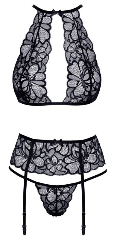 Комплект сексуальний Kissable Bra Set Lace, S/M, чорний - Зображення 2