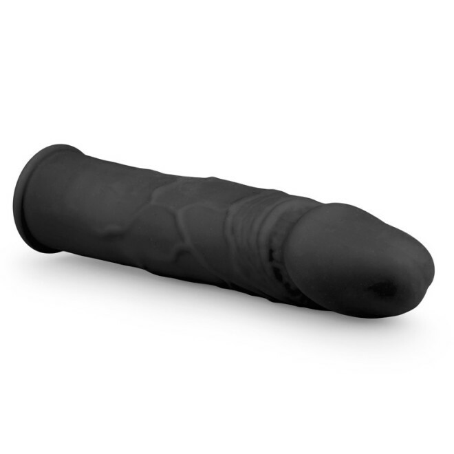 Насадка на пеніс Easytoys, силікон, чорна, 18 х 4.5 см - Зображення 1