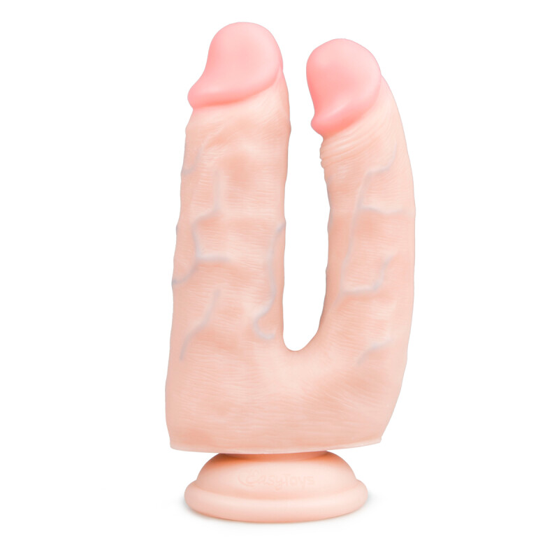 Фалоімітатор подвійний Easytoys Double dong dildo, реалістичний, бежевий , 18 х 3.8 см