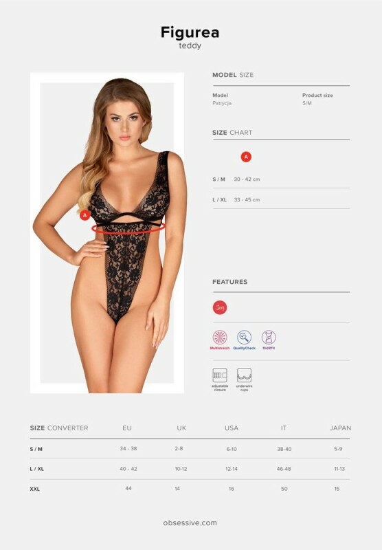 Боді сексуальне мереживне S/M Figurea Obsessive, чорне - Зображення 4