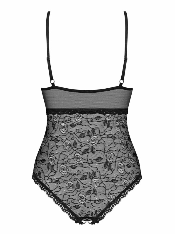 Боді сексуальне з інтимним вирізом M/L 818-TED-1 Obsessive, чорне - Изображение 3