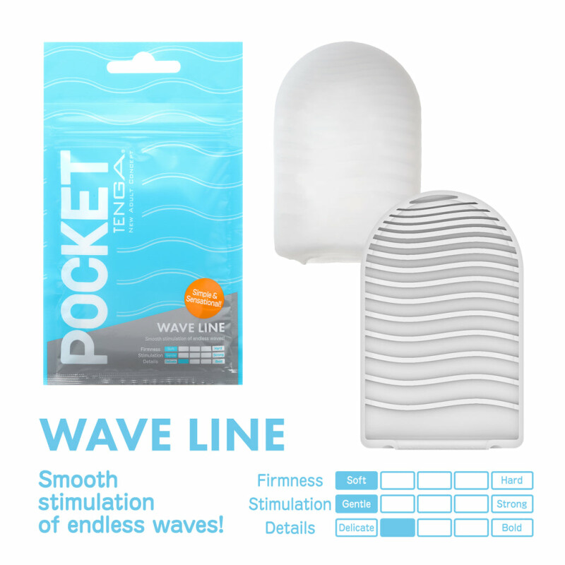 Міні мастурбатор нереалістичний Tenga Pocket Wave Line, з рельєфом, білий, 7.5 х 5.5 см - Зображення 1