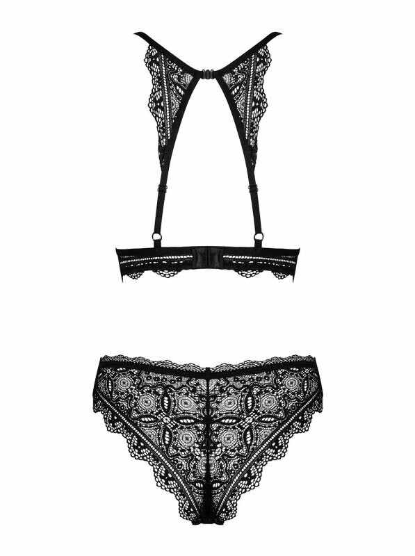 Комплект мереживної білизни L/XL Obsessive Renelia, чорний - Изображение 3