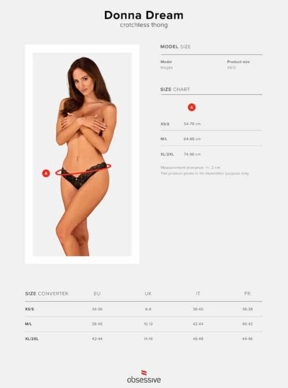 Стрінги сексуальні з інтимним вирізом XS/S Donna Dream Obsessive, чорні - Зображення 4