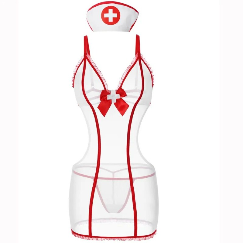 Еротичний костюм медсестри S/M Sunspice, білий, 3 предмети - Изображение 2