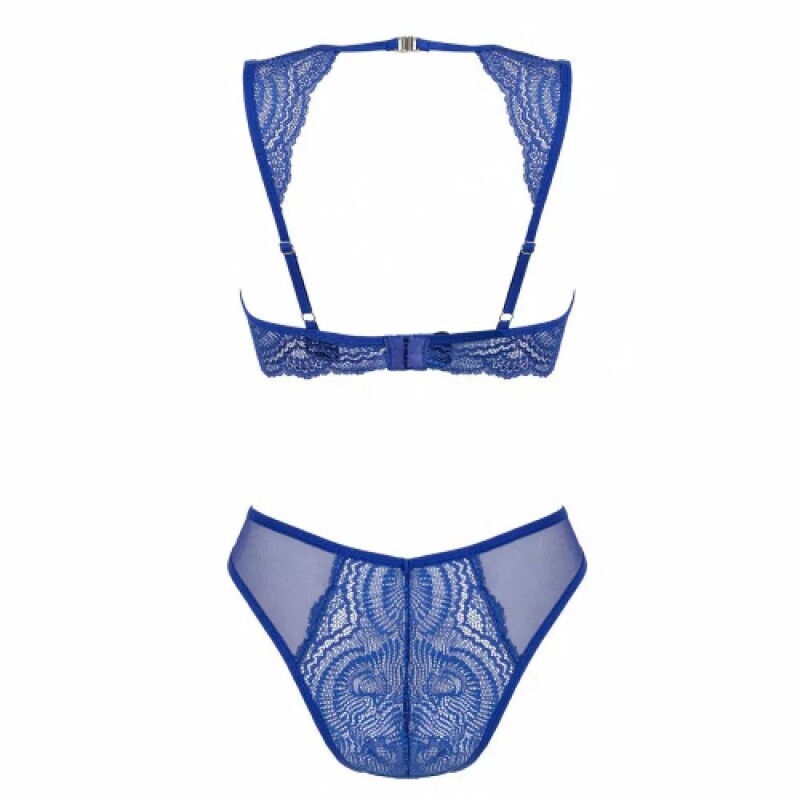 Комплект сексуальної білизни XS/S Giselia Obsessive, з мереживом, синій - Зображення 3