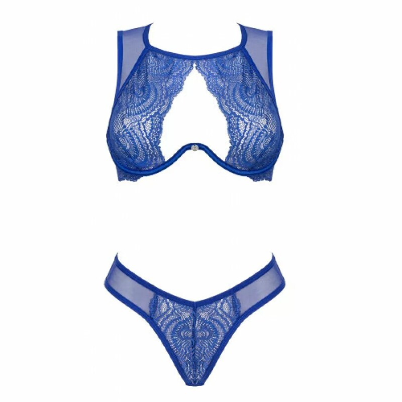 Комплект сексуальної білизни XS/S Giselia Obsessive, з мереживом, синій - Зображення 2