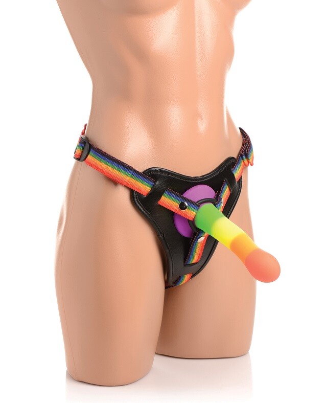 Труси для страпона з кільцевим кріпленням Strap-U Rainbow harness, різнокольорові, універсальний розмір - Изображение 4