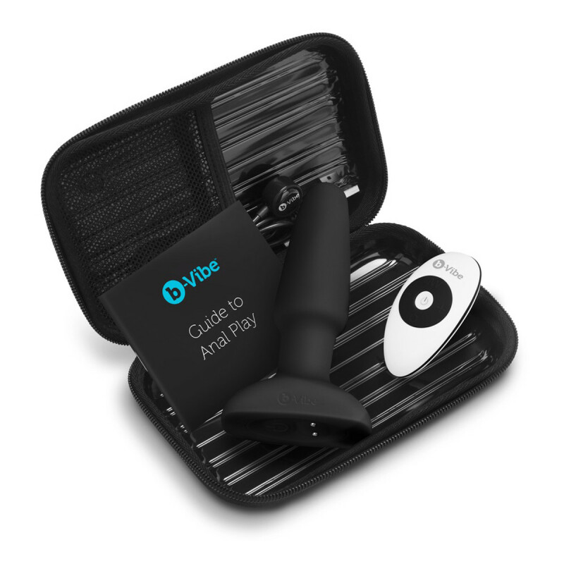 Анальна пробка з вібрацією та імітацією риммінгу b-Vibe Rimming Plug 2, чорна, 15 х 3.8 см - Изображение 6