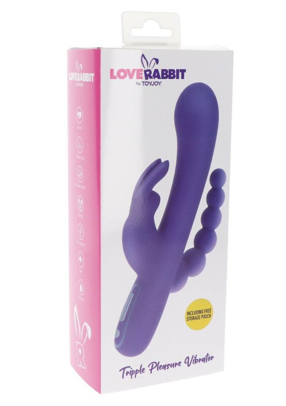 Вібратор-кролик з анальною ялинкою Toy Joy фіолетовий, 21.5 х 4 см - Зображення 1