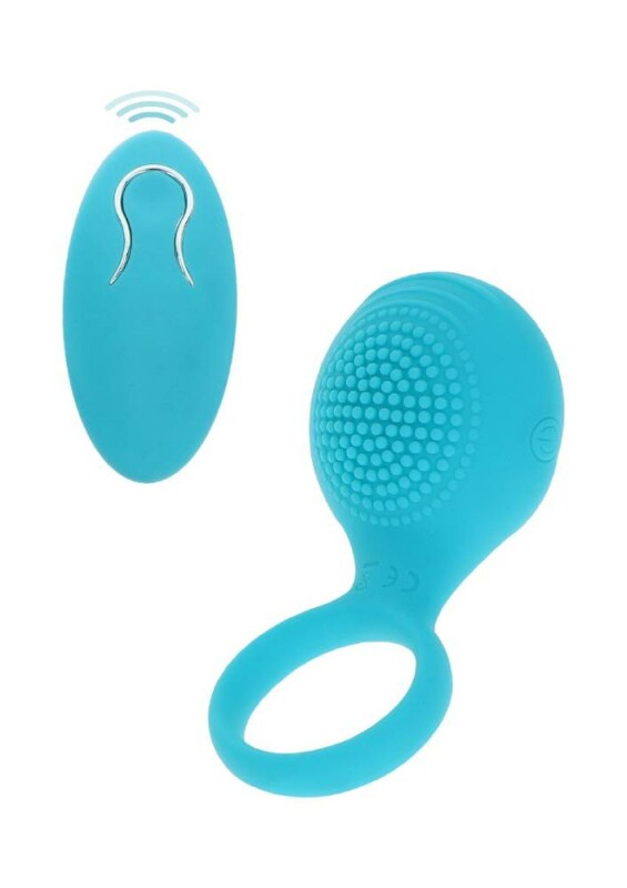 Ерекційне віброкільце Toy Joy Tickle Brush з пультом, блакитне, 8.2 х 3.5 см