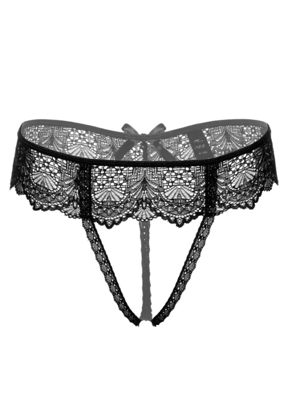 Трусики сексуальні з відкритою інтимною зоною S/M Delphine Daring Intimates, чорні - Зображення 1