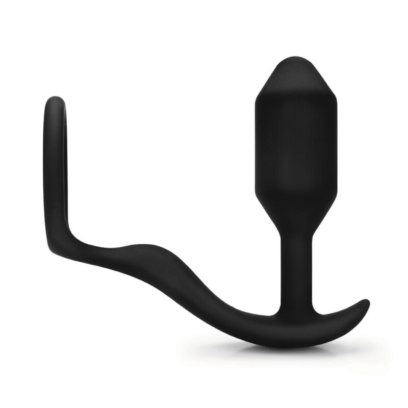 Анальна пробка з ерекційним кільцем Snug & Tug B-Vibe, силіконова, чорна, 10.7 х 3 см - Изображение 2