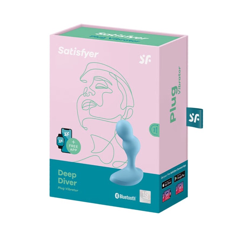 Анальний вібратор Satisfyer Deep Diver з додатком, блакитний, 11.2 х 4.3 см - Зображення 1