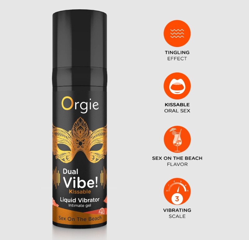 Рідкий вібратор Orgie Dual Vibe!, зі смаком коктейлю Секс на пляжі, 15 мл - Зображення 2