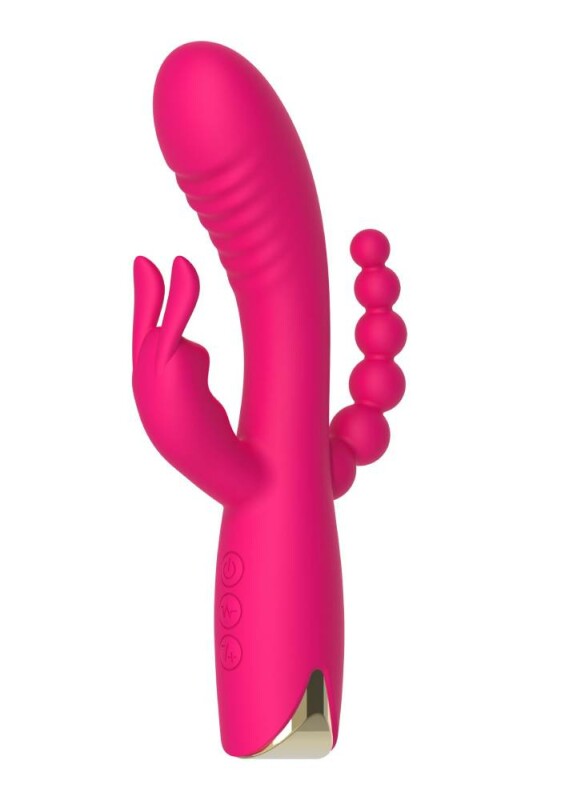 Вібратор-кролик рельєфний з ялинкою Aphrodite Toy Joy рожевий, 21 х 3.7 см