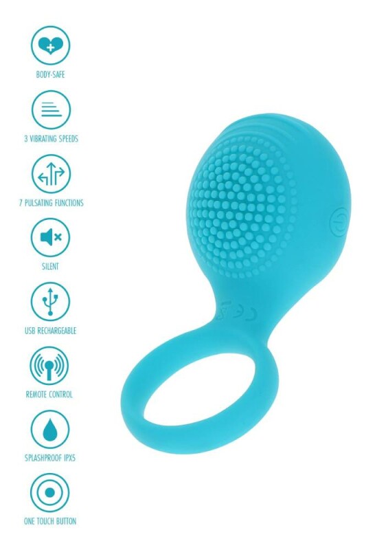 Ерекційне віброкільце Toy Joy Tickle Brush з пультом, блакитне, 8.2 х 3.5 см - Зображення 6