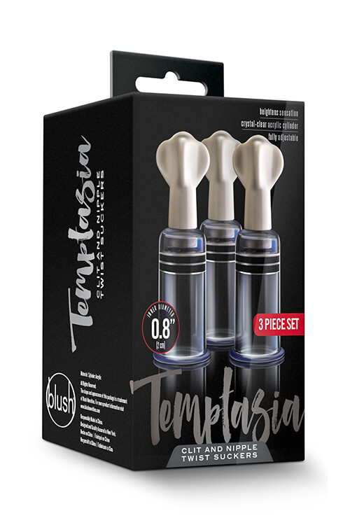 Вакуумні помпи для сосків і клітора Temptasia Blush, прозорі, 3 шт. - Изображение 1