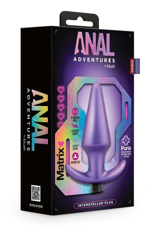 Анальна пробка з вібрацією Anal Adventures Blush, силіконова, силіконова, фіолетова, 12.7 х 3.8 см - Зображення 1