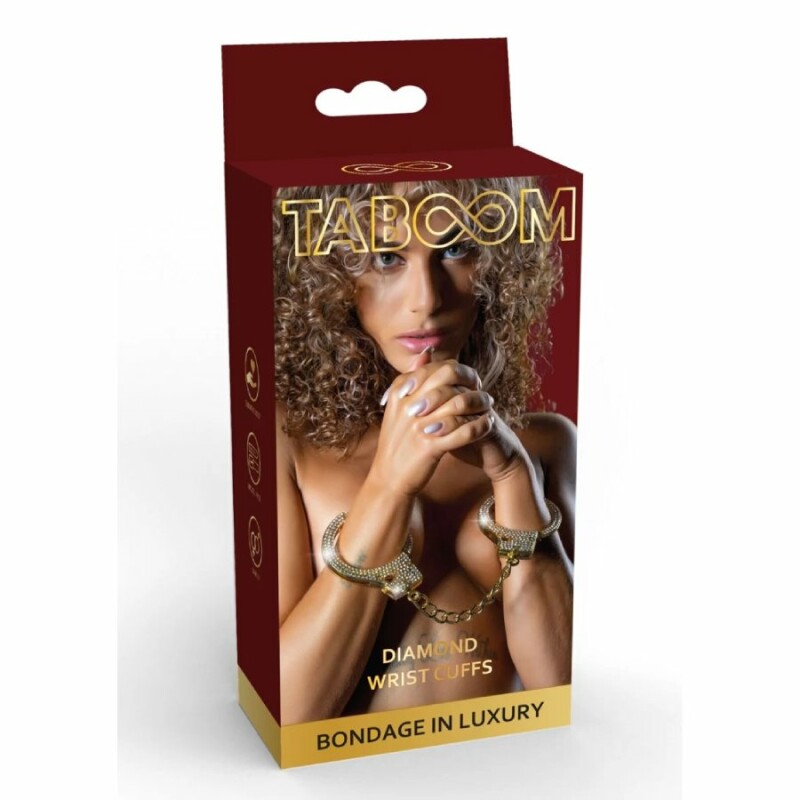Наручники зі стразами Taboom Diamond Wrist Cuffs Gold з 2 ключами, золоті, 6.5 см - Изображение 1