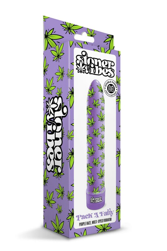 Вібратор із принтом Stoner Vibes Global Novelties, фіолетовий, 20.3 х 3.8 см - Зображення 1