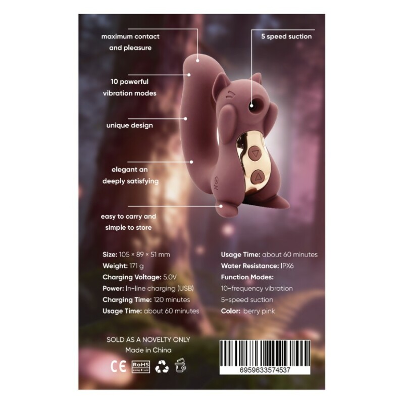 Вакуумний стимулятор клітора Sweet Em Sneaky Squirrel рожевий, з вібрацією, 10.5 х 8.9 см - Изображение 2