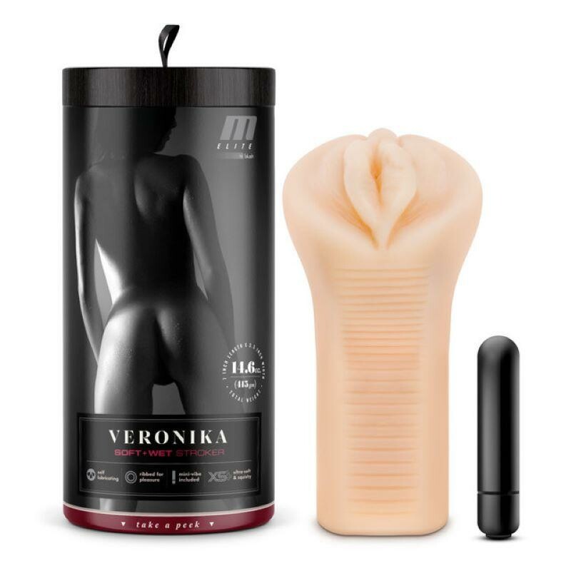 Мастурбатор-вагіна Blush M for Men з віброкулею, бежевий, 16.5 х 7.6 см