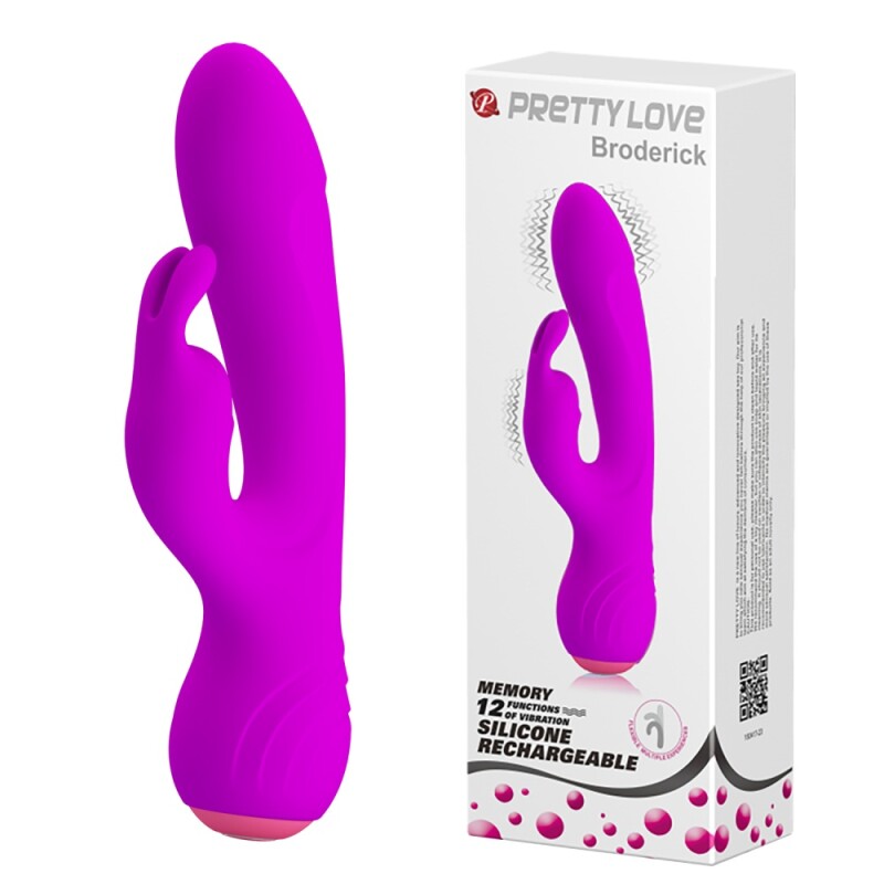 Вібратор-кролик багатошвидкісний Pretty Love Broderick фіолетовий, 17.9 см х 3.5 см