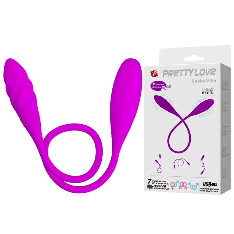 Подвійне віброяйце Pretty Love Snaky Vibe гнучке, фіолетове, 60 х 3 см