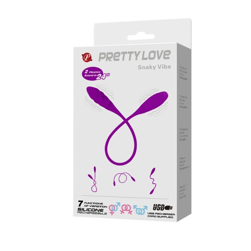Подвійне віброяйце Pretty Love Snaky Vibe гнучке, фіолетове, 60 х 3 см - Изображение 9