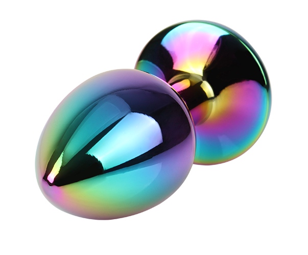 Анальна пробка з кристалом S Rainbow Gem Chisa, металева, різнокольорова, 7 х 2.7 см - Изображение 3