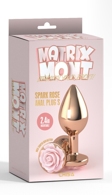 Анальна пробка з трояндою на стопері S Spark Rose Chisa, металева, золота, 7.8 х 2.7 см - Зображення 1