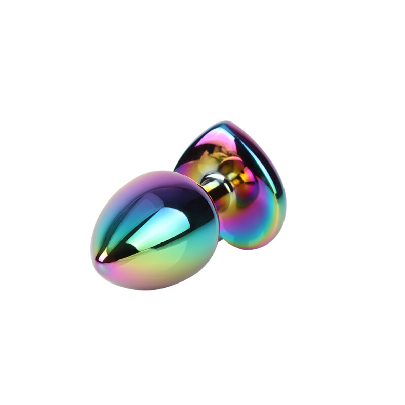 Анальна пробка M з кристалом у формі серця Rainbow Heart Gem Chisa, металева, різнокольорова, 8.2 х 3.3 см - Изображение 4