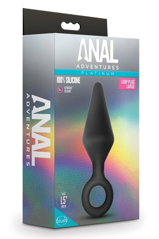 Анальна пробка з кільцем-стопером L Anal Adventures Blush, силіконова, чорна, 13.3 х 3.8 см - Зображення 1