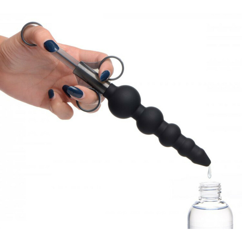 Аплікатор для введення лубриканта Master Series Beaded Shooter, рельєфний, чорний, 20 х 2.4 см - Зображення 3