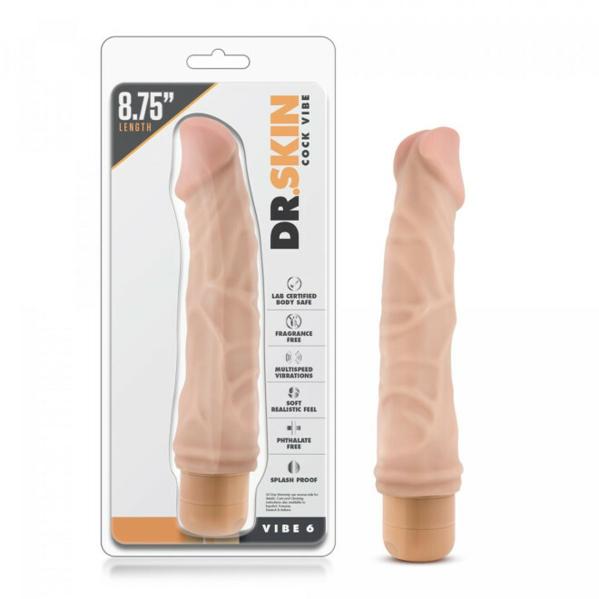Реалістичний вібратор DR. SKIN VIBE бежевий, 22 см x 4 см - Изображение 1