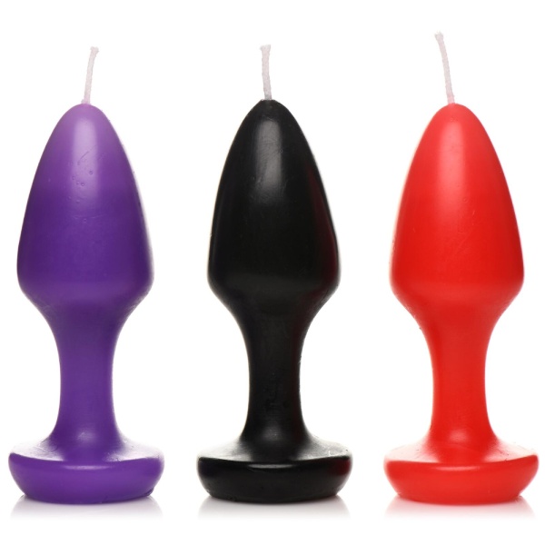 Набір низькотемпературних свічок Master Series Kink Kink Inferno Butt Plug Candle Set у формі анальних пробок, 3 шт - Зображення 1