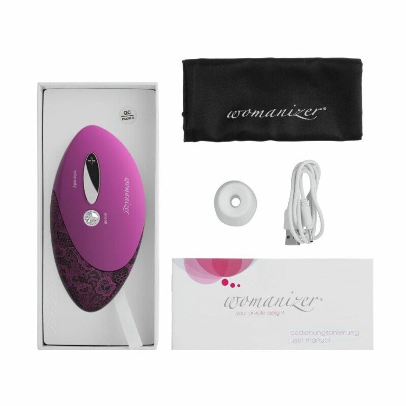 Кліторальний стимулятор Womanizer Pro W500 Magenta з принтом мережива, фіолетовий - Изображение 1