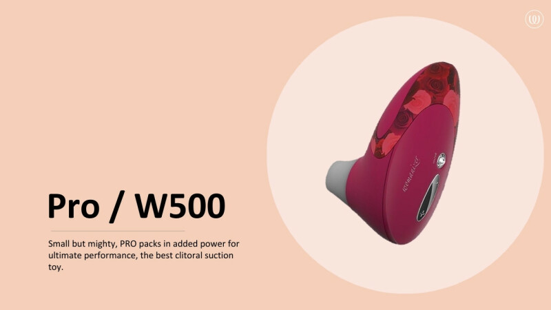 Кліторальний стимулятор Womanizer Pro W500 Magenta з принтом мережива, фіолетовий - Изображение 6