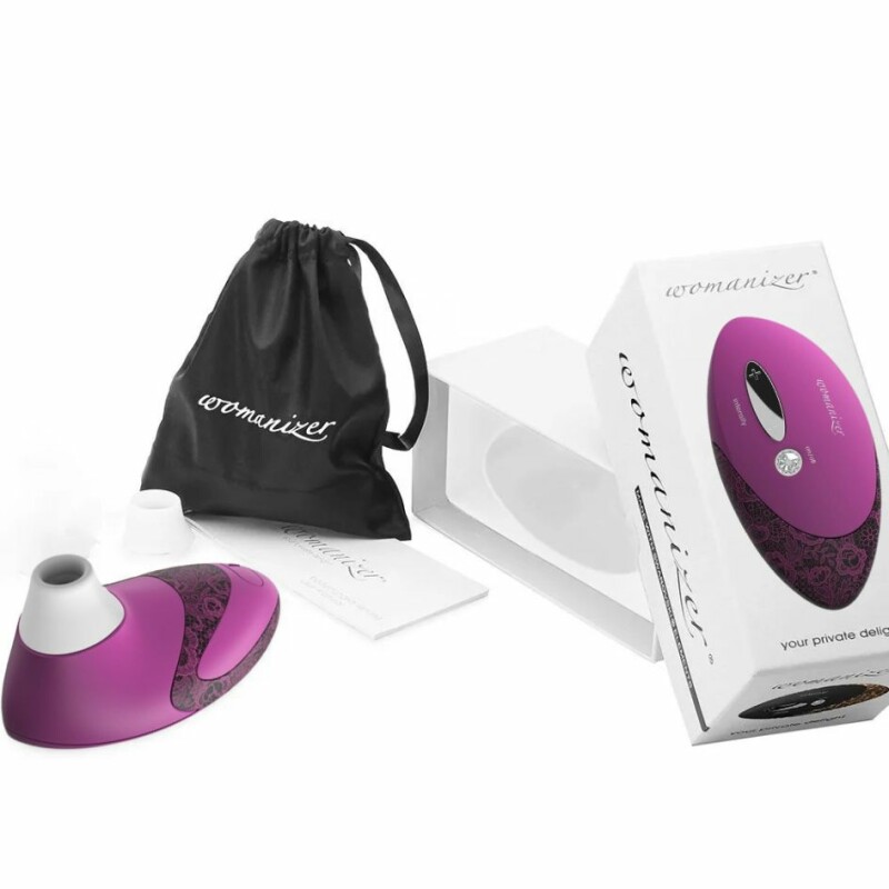Кліторальний стимулятор Womanizer Pro W500 Magenta з принтом мережива, фіолетовий - Изображение 2