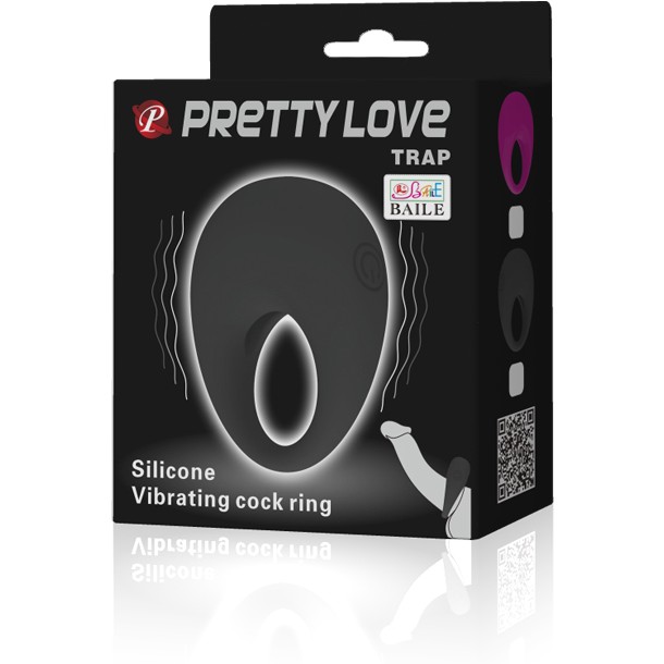 Ерекційне віброкільце Pretty Love Trap силіконове, чорне, 5.5 х 5.2 см - Изображение 7