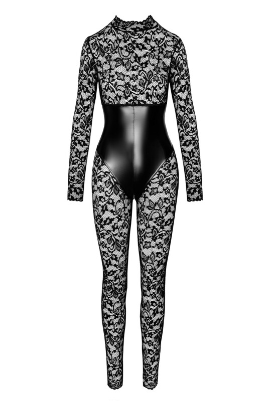 Комбінезон еротичний мереживний M Enigma F299 Noir Handmade, з блискавкою, чорний - Изображение 4