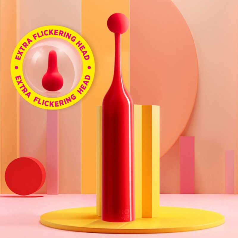 Вібратор для клітора з двома насадками Romp Pop, червоний, 14.3 х 2.4 см - Зображення 8