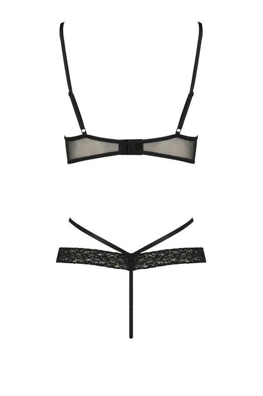 Комплект Passion Femmina, чорний з червоними смужками, S/M - Зображення 3
