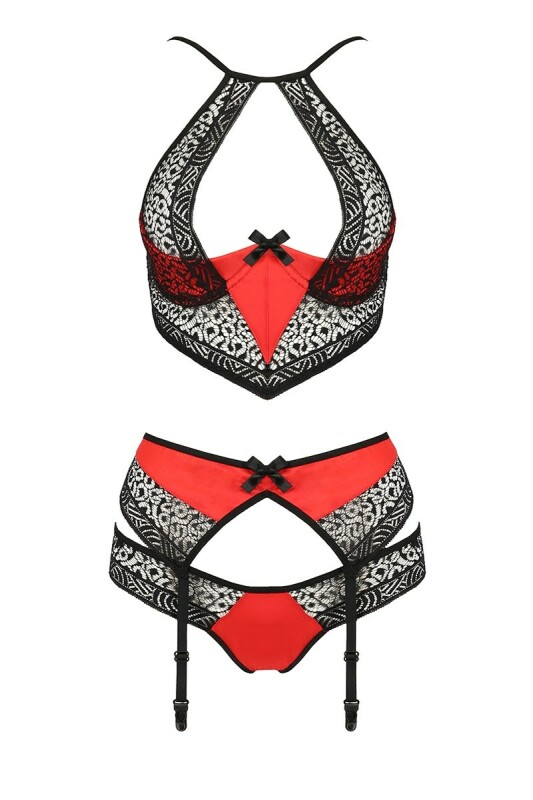 Комплект білизни спокусливий S/M Scarlet Passion, 3 предмети, червоно-чорний - Зображення 2