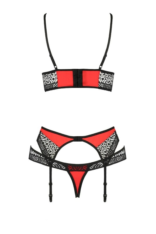 Комплект білизни спокусливий S/M Scarlet Passion, 3 предмети, червоно-чорний - Зображення 3