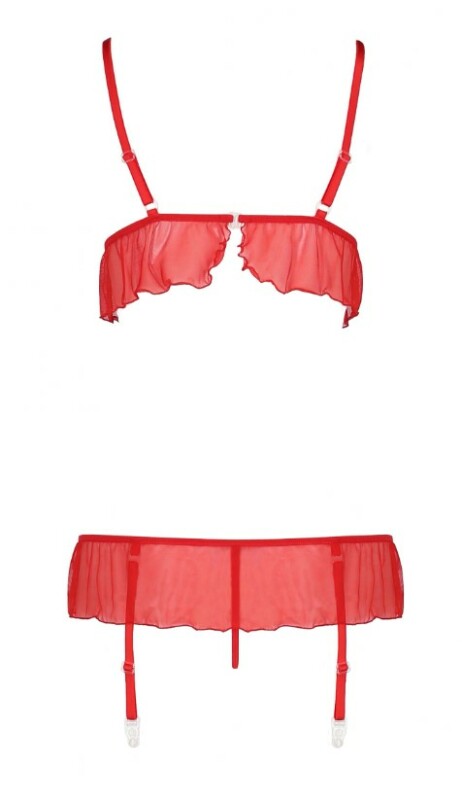 Комплект Passion Fabiana, з поясом для панчох, червоний, S/M - Изображение 3