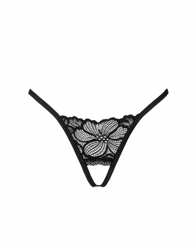 Трусики сексуальні з інтимним вирізом XS/S Serafia Obsessive, чорні - Изображение 2