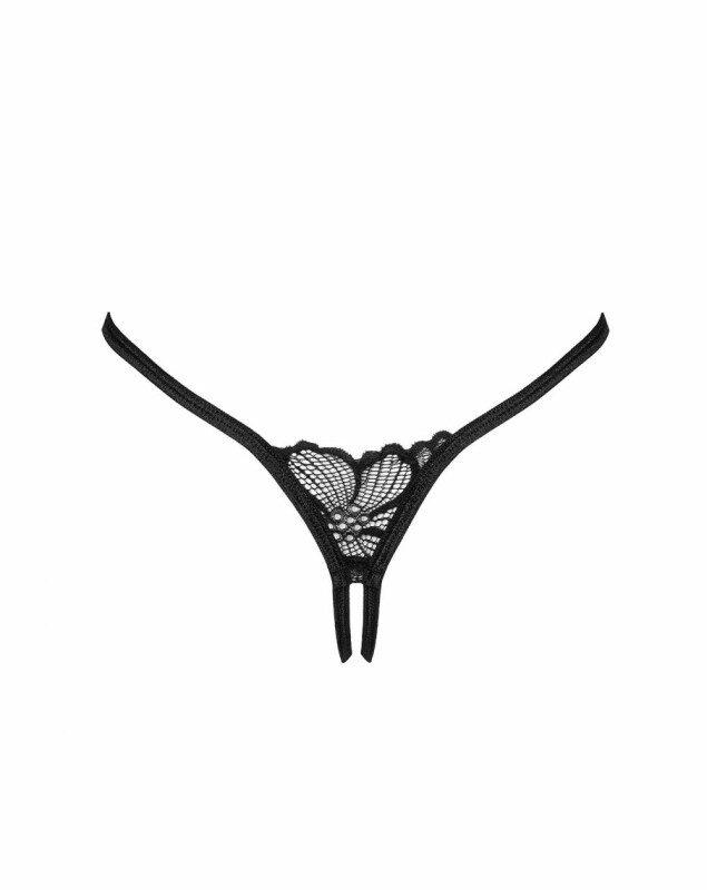 Трусики сексуальні з інтимним вирізом XS/S Serafia Obsessive, чорні - Изображение 3