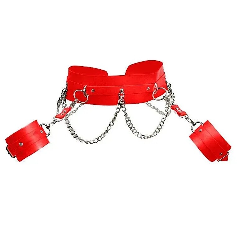 Пояс із наручниками Candy Hero Fet 28 поліуретановий, червоний, One Size